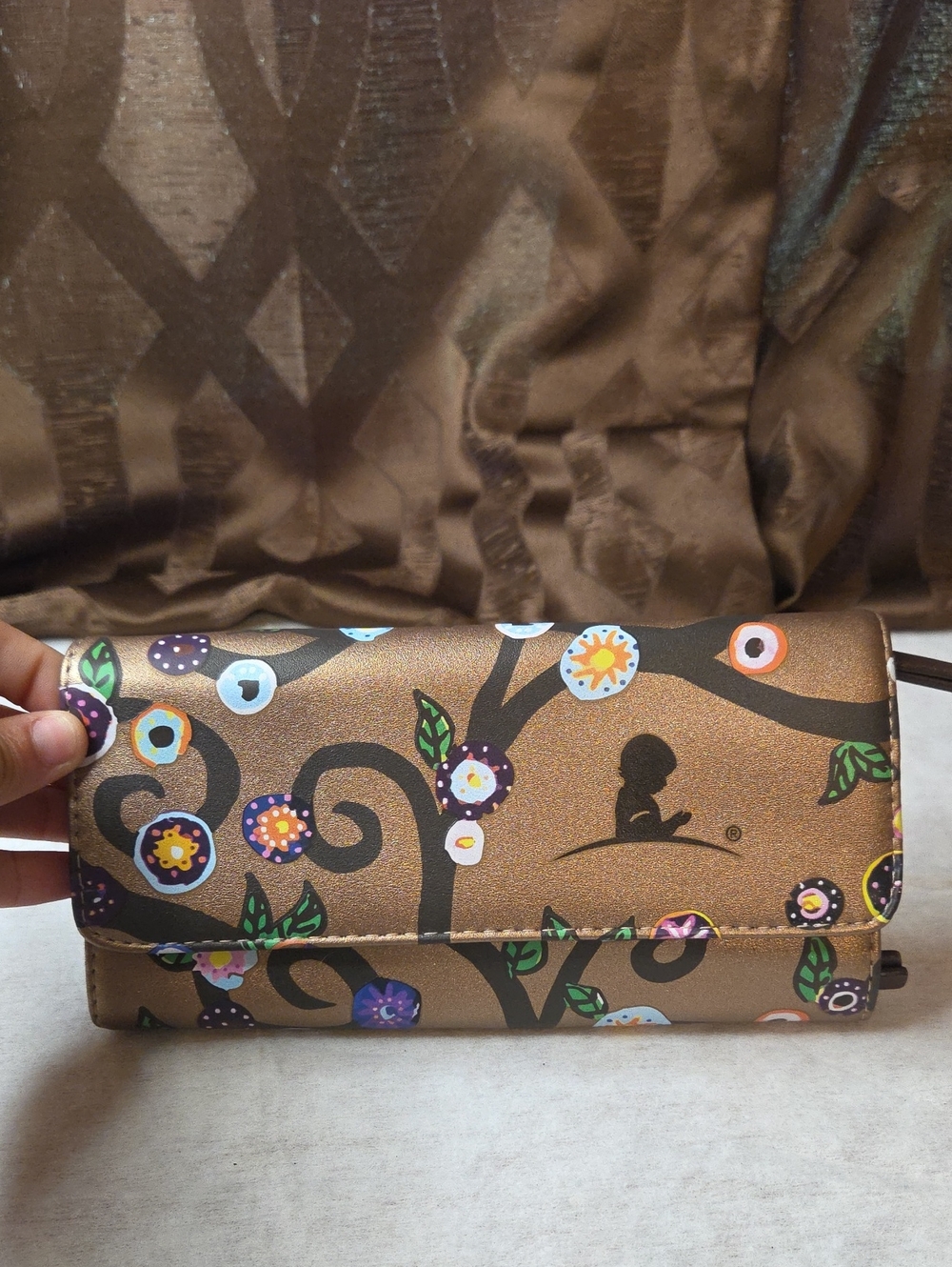 St Jude Rose Metallic Gold Trifold Travel Jewelry Case Pouch Flower Vine